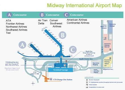 Click on the Midway airport basic map to access official website